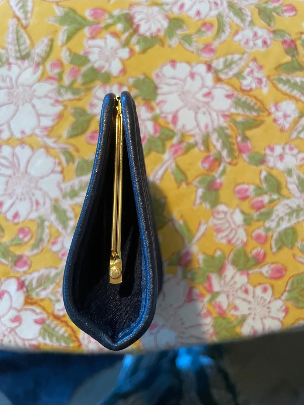 Vintage Dior Navy Oblique Monogram Coin Wallet with Gold-Tone Clasp